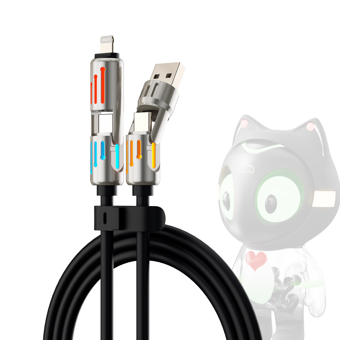 PURSUIT 4-in-1 240W SuperFast Charging Cable: MFi/PPS Certified, Military-Grade Durability, & Travel-Ready Design