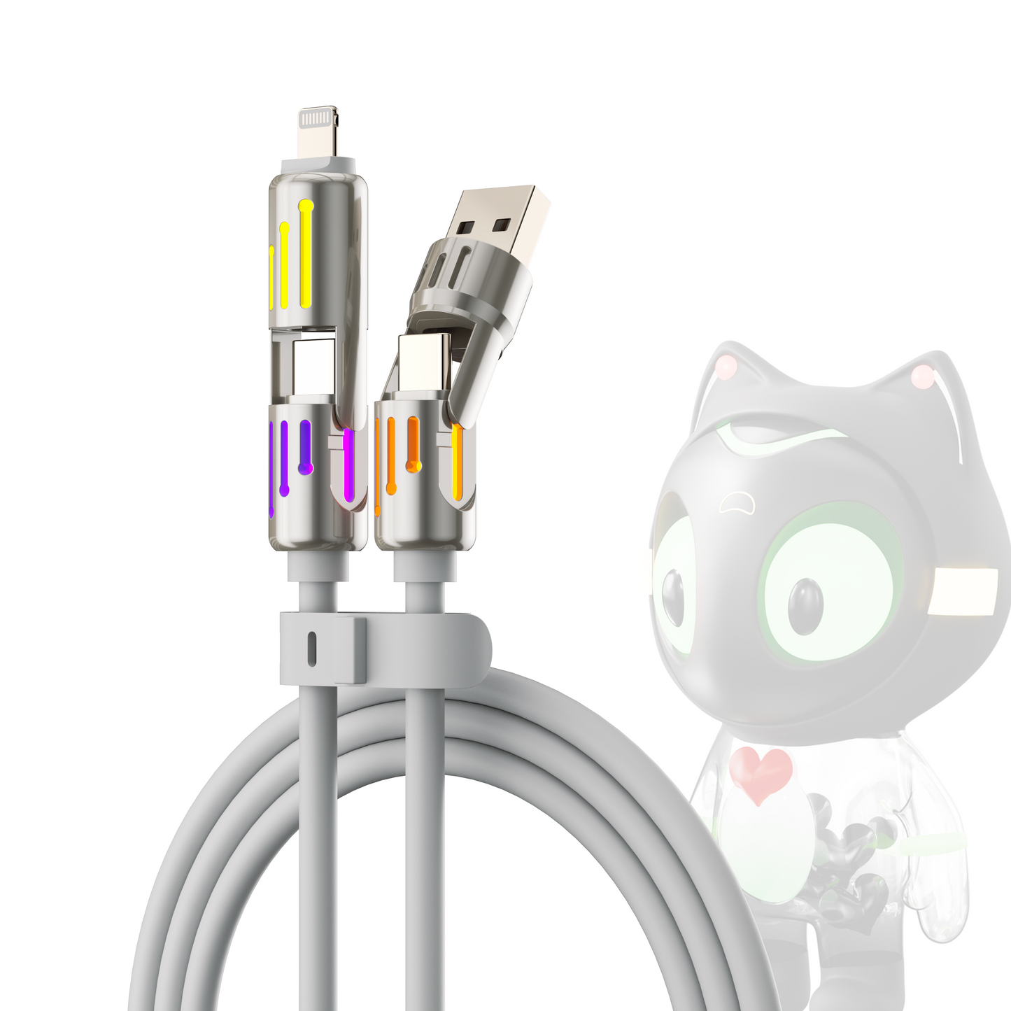 PURSUIT 4-in-1 240W SuperFast Charging Cable: MFi/PPS Certified, Military-Grade Durability, & Travel-Ready Design