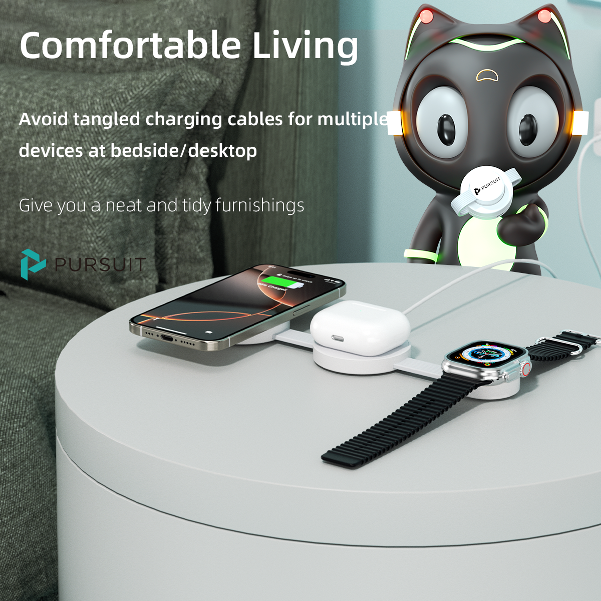 2025 Travel-Ready MagSafe 3-in-1 Wireless Charging Station for iPhone (12-16 Series), Apple Watch, & AirPods - Includes Storage Box
