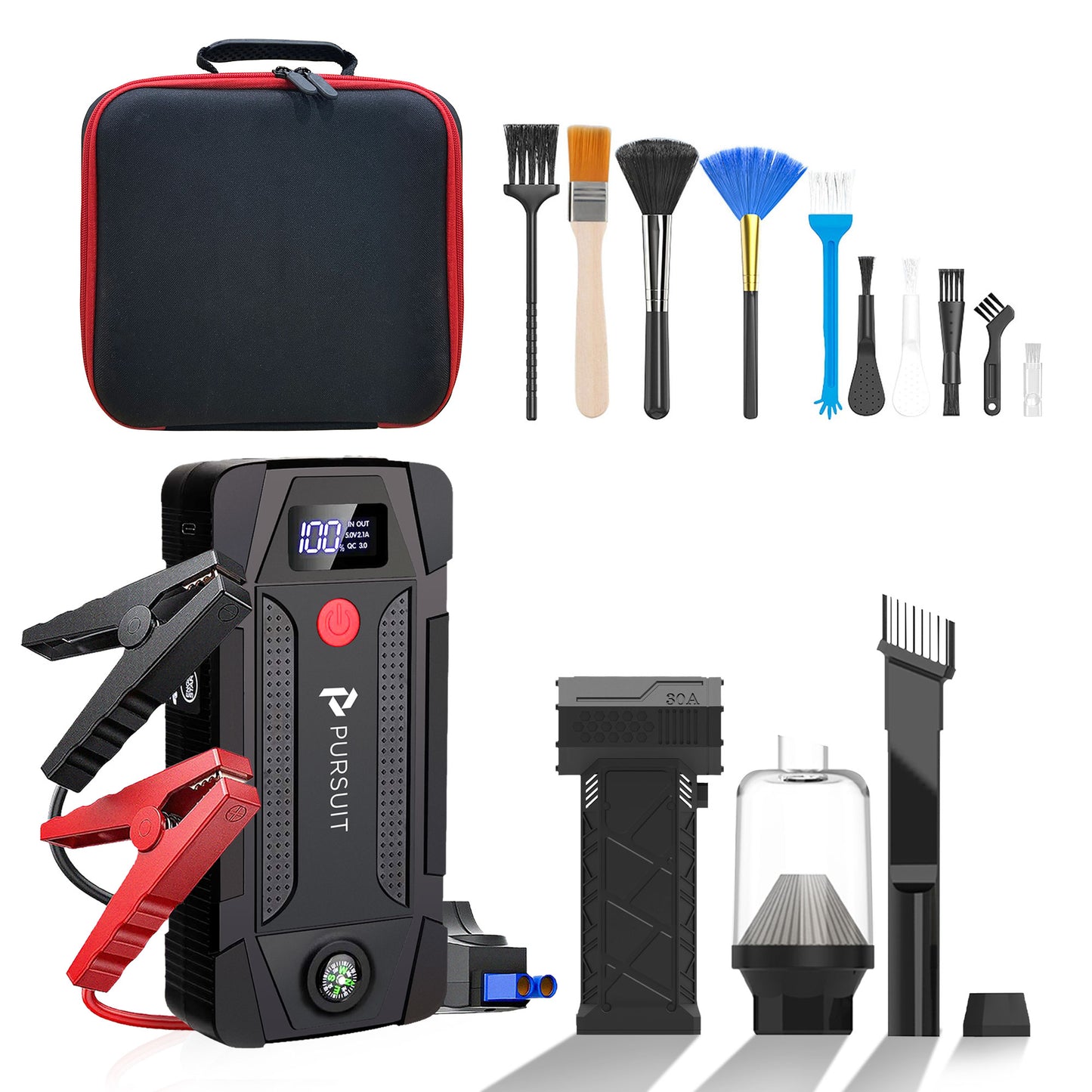 Pursuit Smart Jump Starter & Power Bank + High-Speed Turbo Fan/Vacuum – The Ultimate 4-in-1 Roadside & Lifestyle Companion