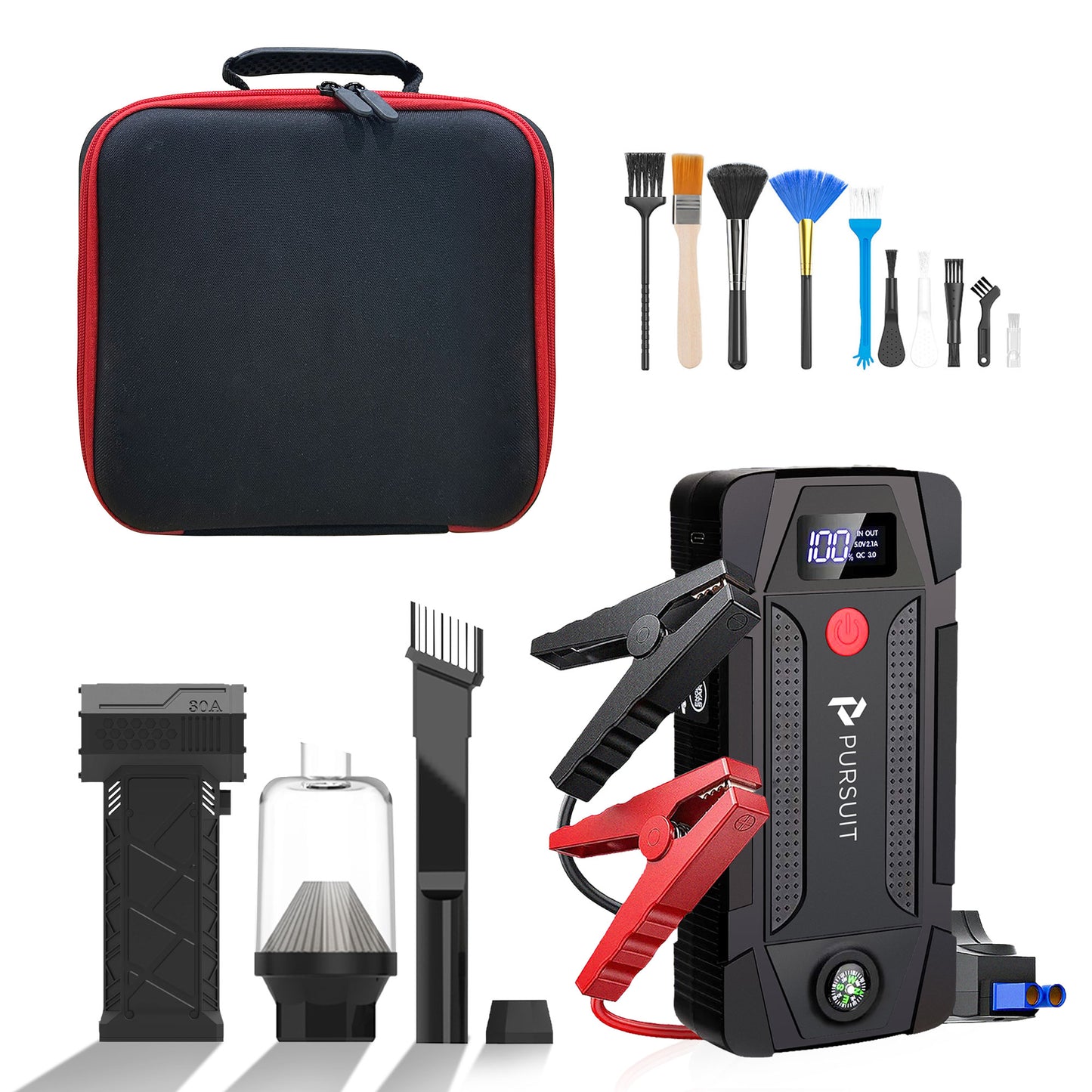 Pursuit Smart Jump Starter & Power Bank + High-Speed Turbo Fan/Vacuum – The Ultimate 4-in-1 Roadside & Lifestyle Companion