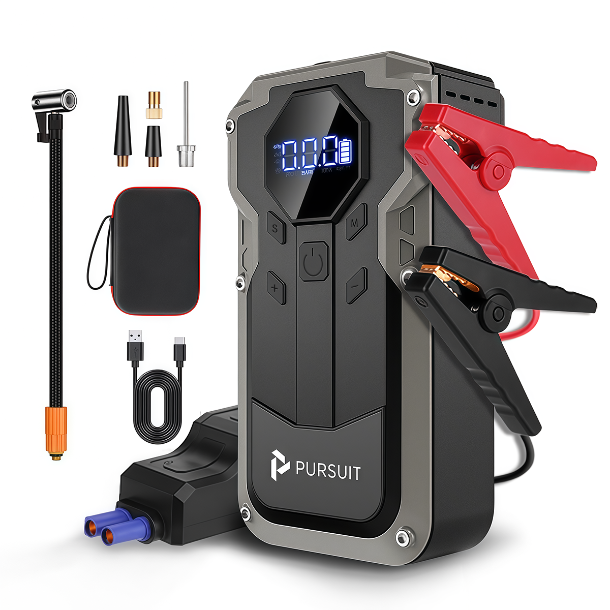 Jump Starter with Air Compressor, 2000A Peak Car Battery Booster(8L Gas/6L  Diesel), 150PSI Tire Inflator Portable 12V Jump Box Car Battery Jumper 