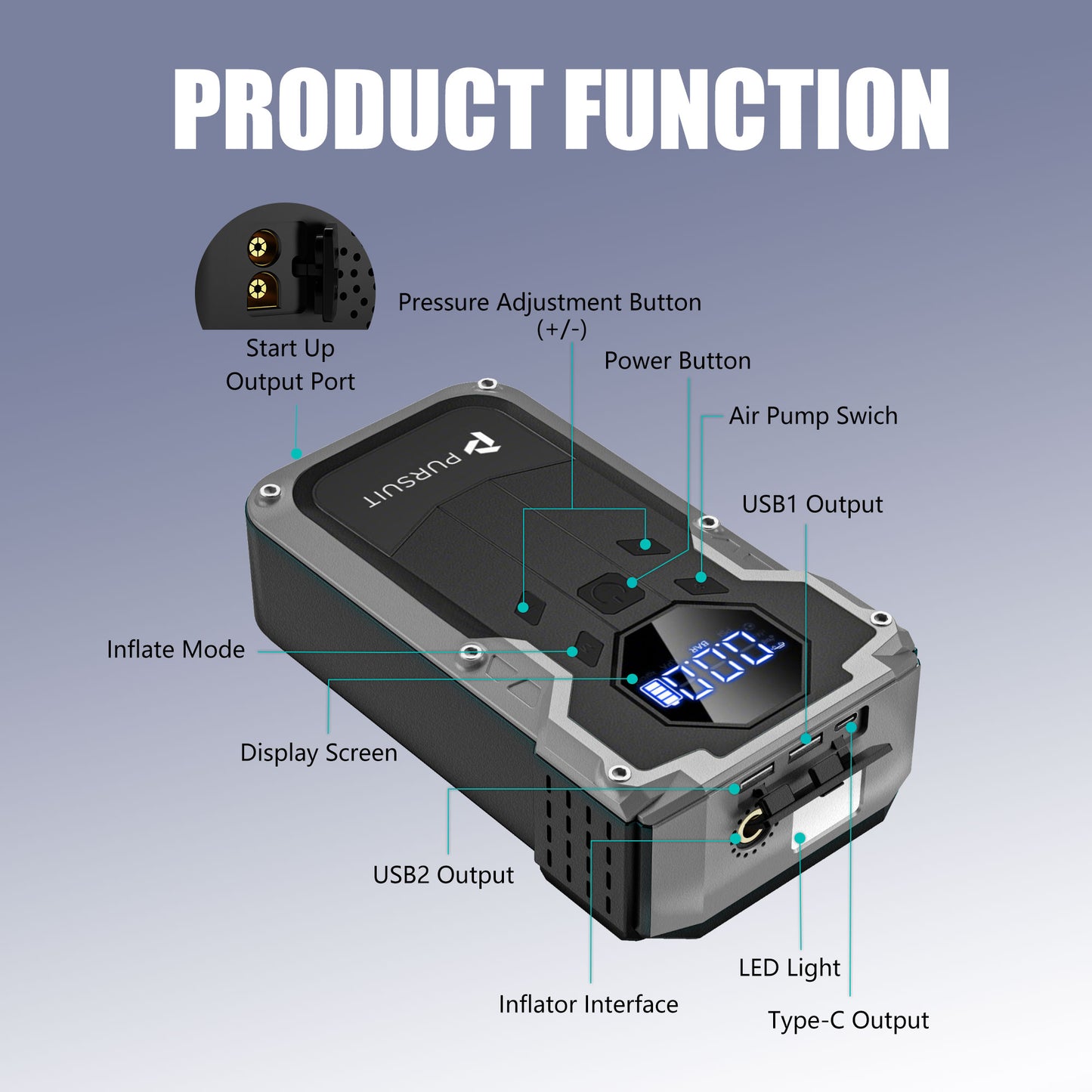 PowerUp Pro 2000A Jump Starter – Instant Starts for 6.0L Gas / 2.0L Diesel Engines