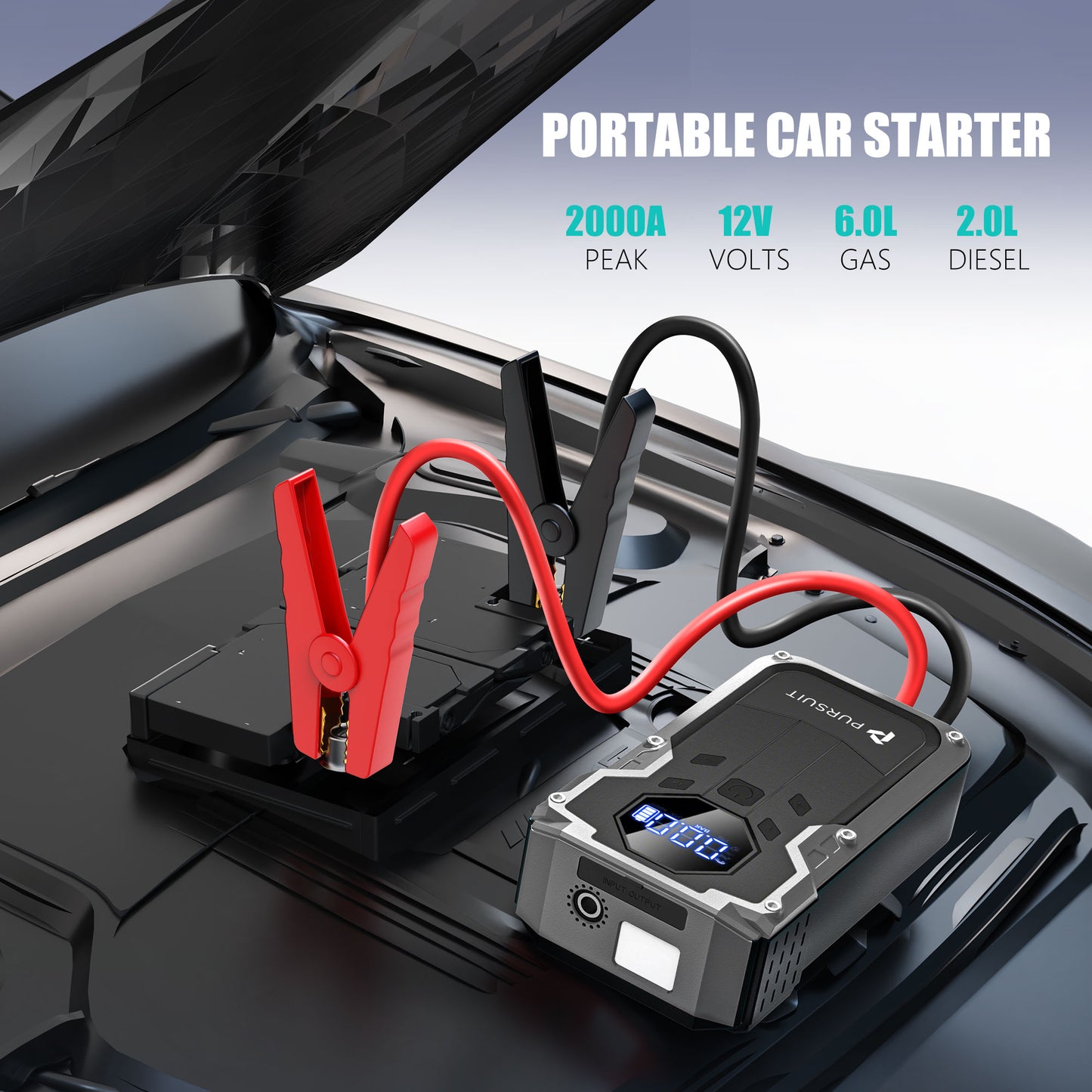 PowerUp Pro 2000A Jump Starter – Instant Starts for 6.0L Gas / 2.0L Diesel Engines