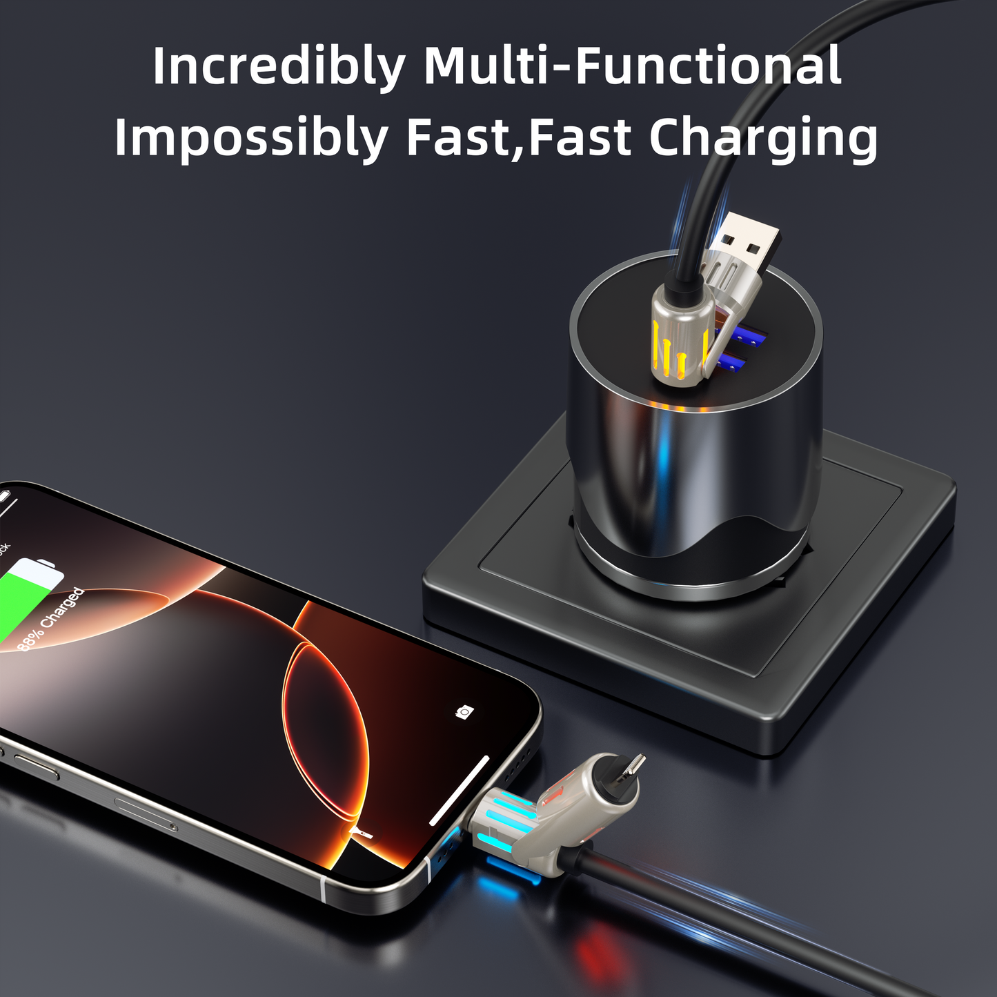 PURSUIT 4-in-1 240W SuperFast Charging Cable: MFi/PPS Certified, Military-Grade Durability, & Travel-Ready Design