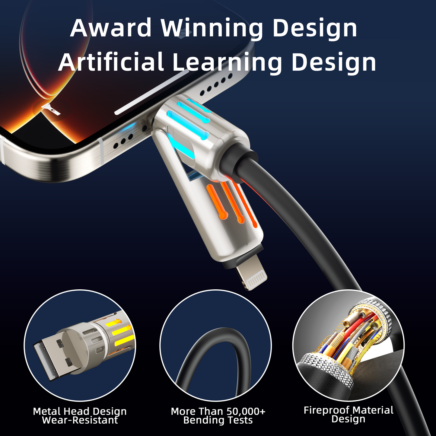 PURSUIT 4-in-1 240W SuperFast Charging Cable: MFi/PPS Certified, Military-Grade Durability, & Travel-Ready Design