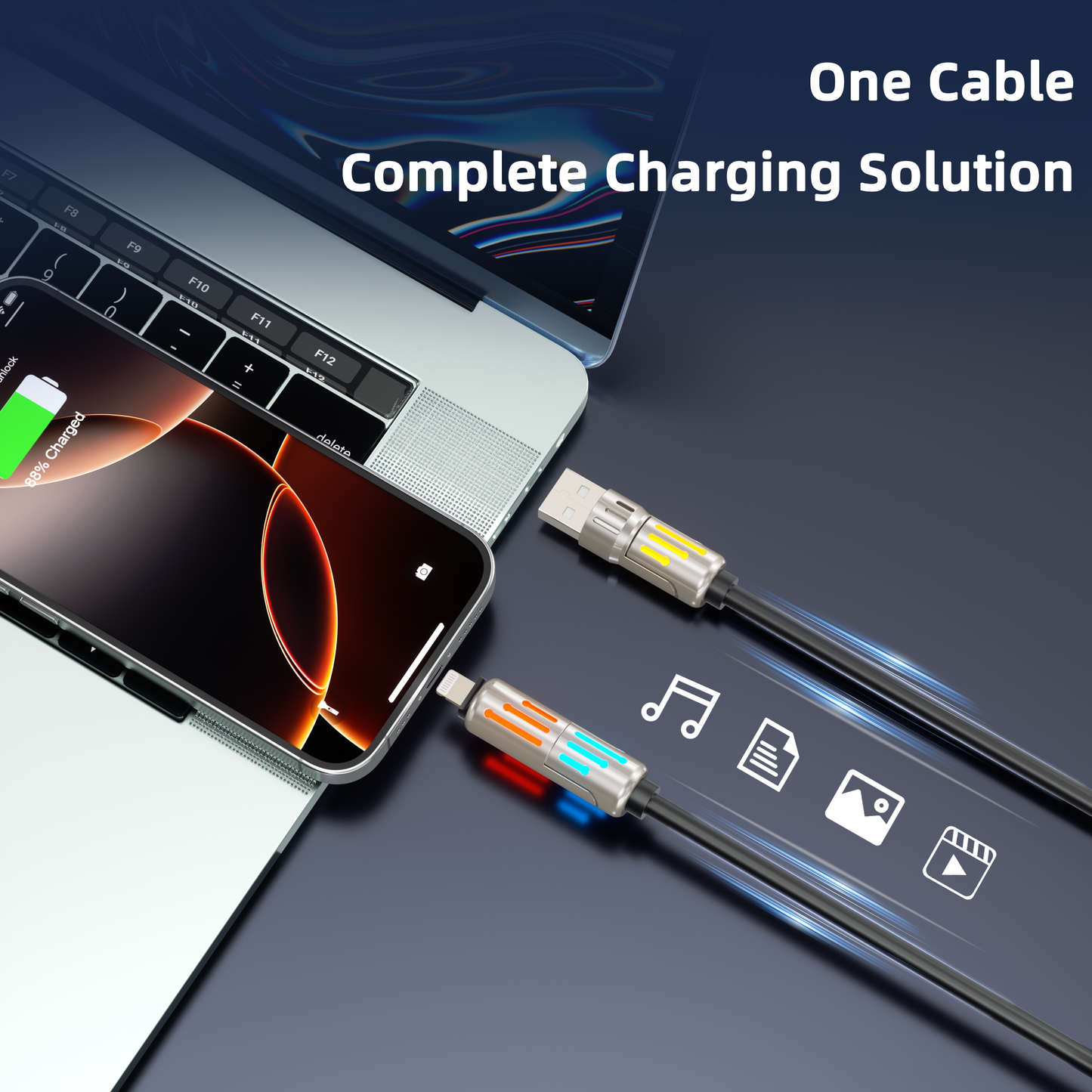 PURSUIT 4-in-1 240W SuperFast Charging Cable: MFi/PPS Certified, Military-Grade Durability, & Travel-Ready Design