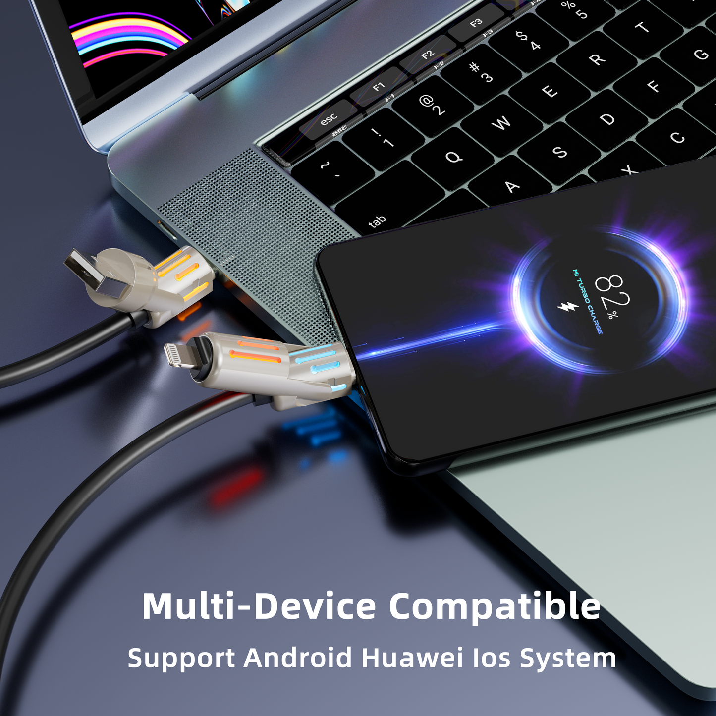 PURSUIT 4-in-1 240W SuperFast Charging Cable: MFi/PPS Certified, Military-Grade Durability, & Travel-Ready Design