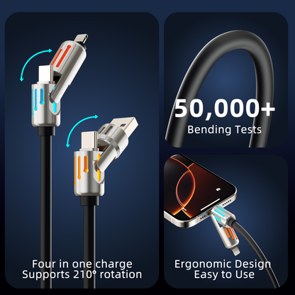 PURSUIT 4-in-1 240W SuperFast Charging Cable: MFi/PPS Certified, Military-Grade Durability, & Travel-Ready Design
