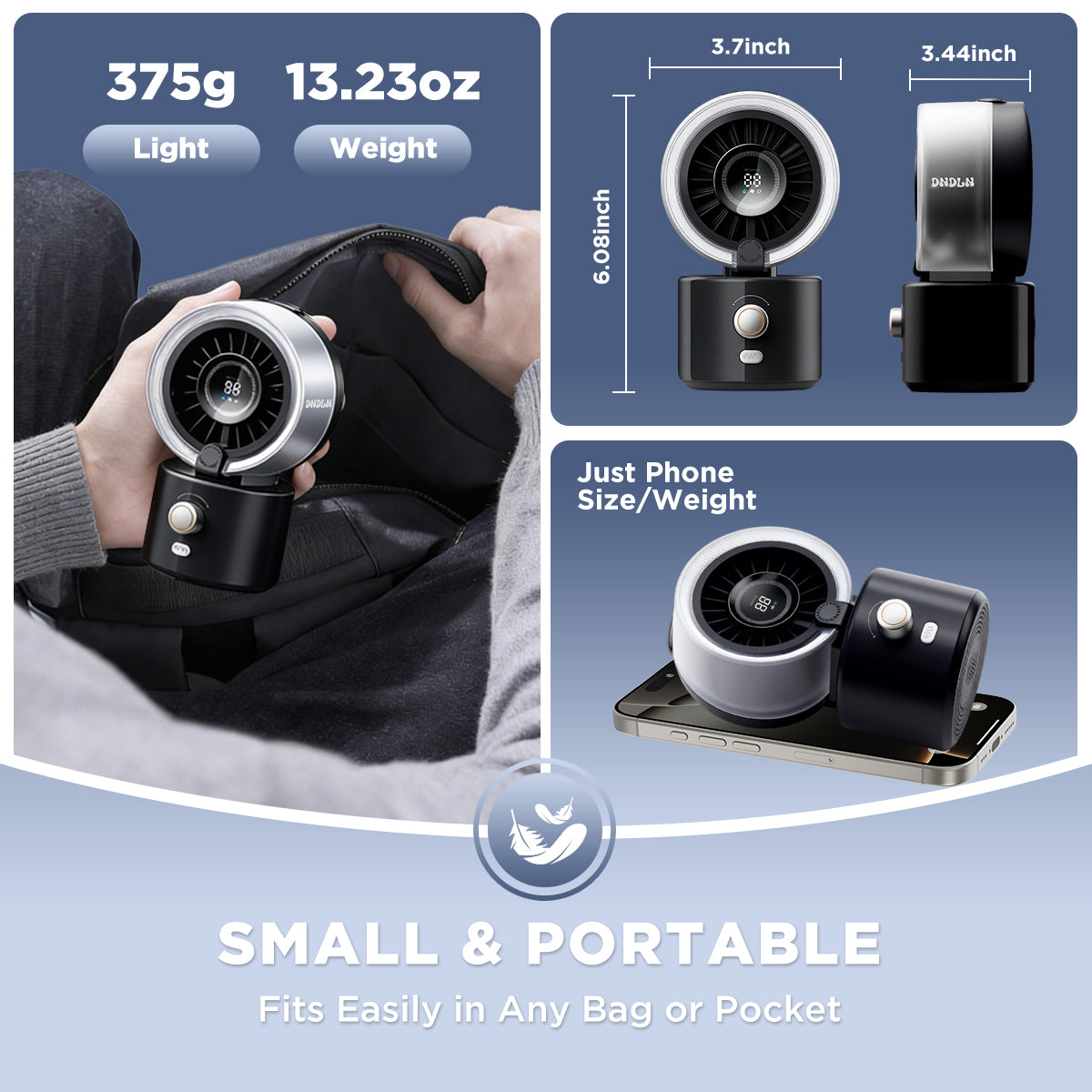 Portable Misting Fan, Clip-On or Flexible Tripod Personal Cooling Fan, Fine Mist Cools Air up to 15°F, 100 Speed Levels, Rechargeable Fan for Strollers, Golf Carts & Desktop Use