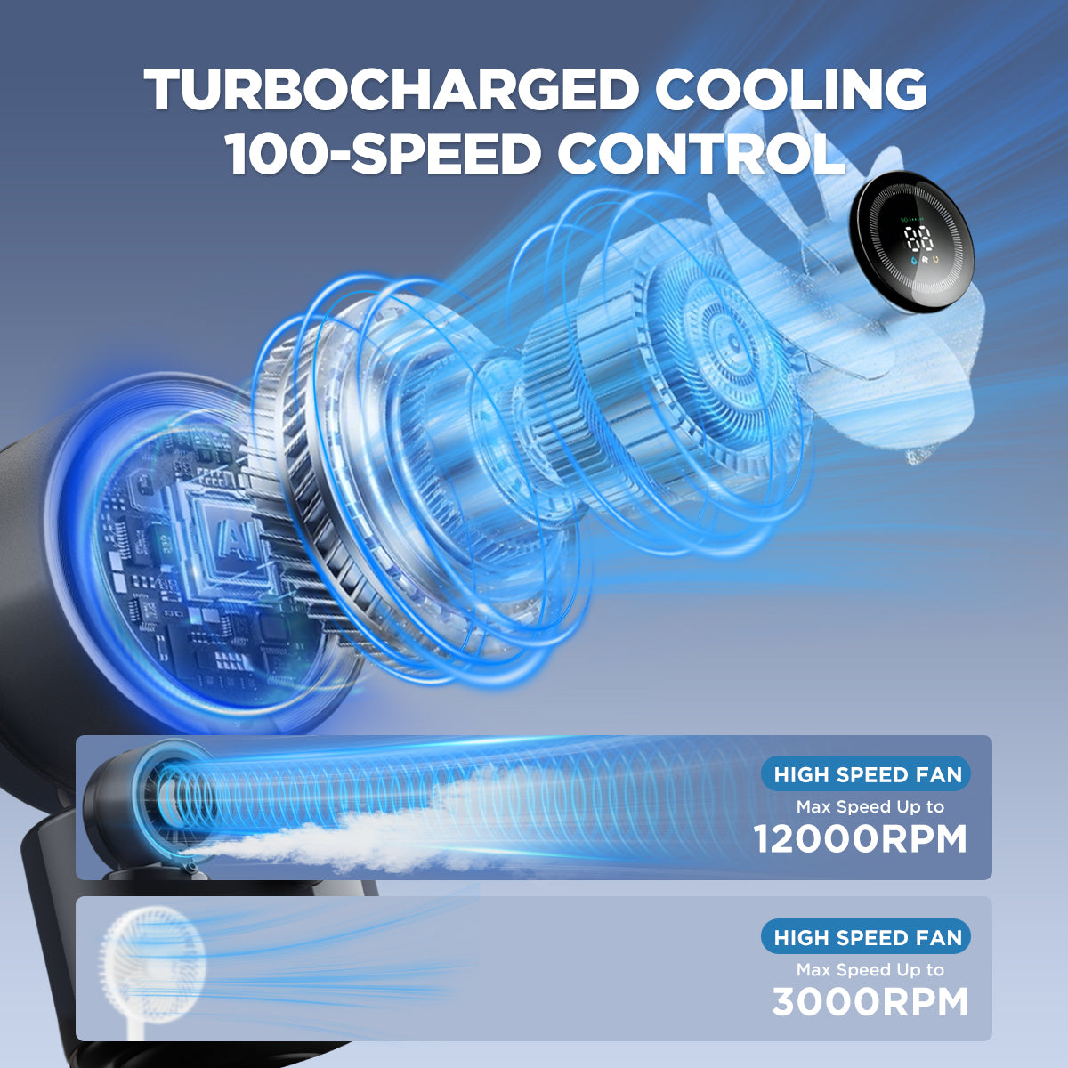 Portable Misting Fan, Clip-On or Flexible Tripod Personal Cooling Fan, Fine Mist Cools Air up to 15°F, 100 Speed Levels, Rechargeable Fan for Strollers, Golf Carts & Desktop Use