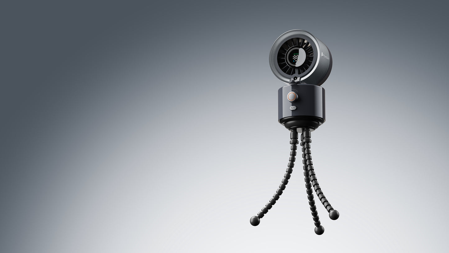 Portable Misting Fan, Clip-On or Flexible Tripod Personal Cooling Fan, Fine Mist Cools Air up to 15°F, 100 Speed Levels, Rechargeable Fan for Strollers, Golf Carts & Desktop Use