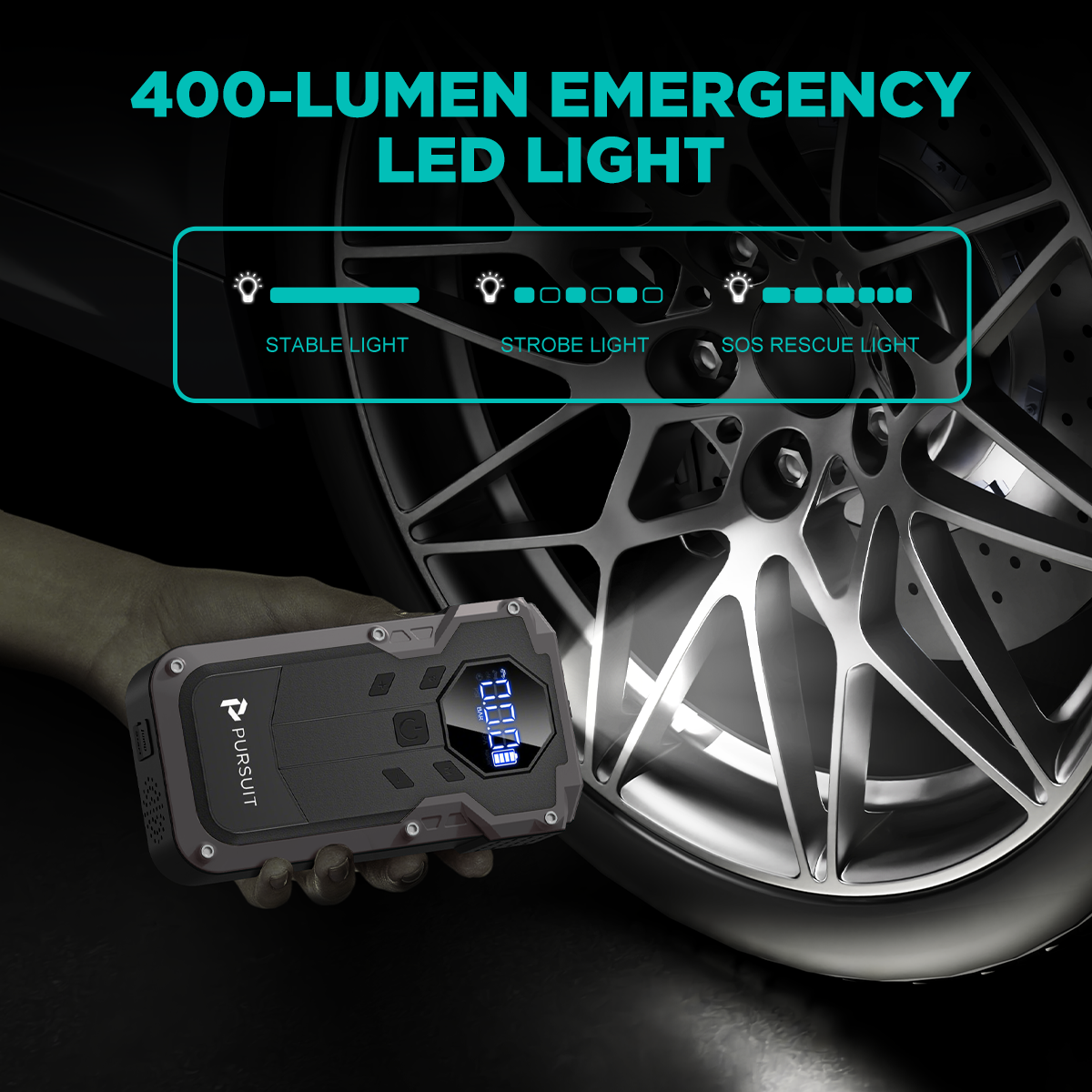 Jump Starter with Air Compressor, 2000A Peak Car Battery Booster(8L Gas/6L Diesel), 150PSI Tire Inflator Portable 12V Jump Box Car Battery Jumper Starter with Jumper Cable, LED Lights, LCD Display