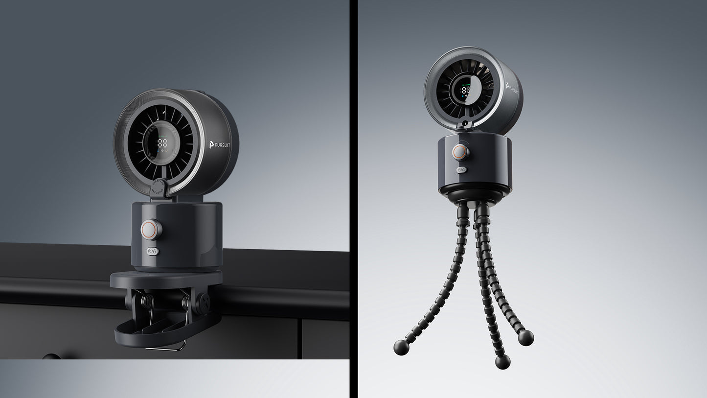 Portable Misting Fan, Clip-On or Flexible Tripod Personal Cooling Fan, Fine Mist Cools Air up to 15°F, 100 Speed Levels, Rechargeable Fan for Strollers, Golf Carts & Desktop Use