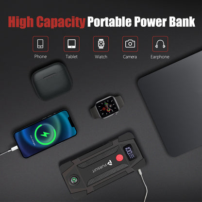 Pursuit UltraSafe Smart Jump Starter & Power Bank with Emergency Light & Compass for 6.0L Gasoline or 3.0L Diesel Cars and Trucks