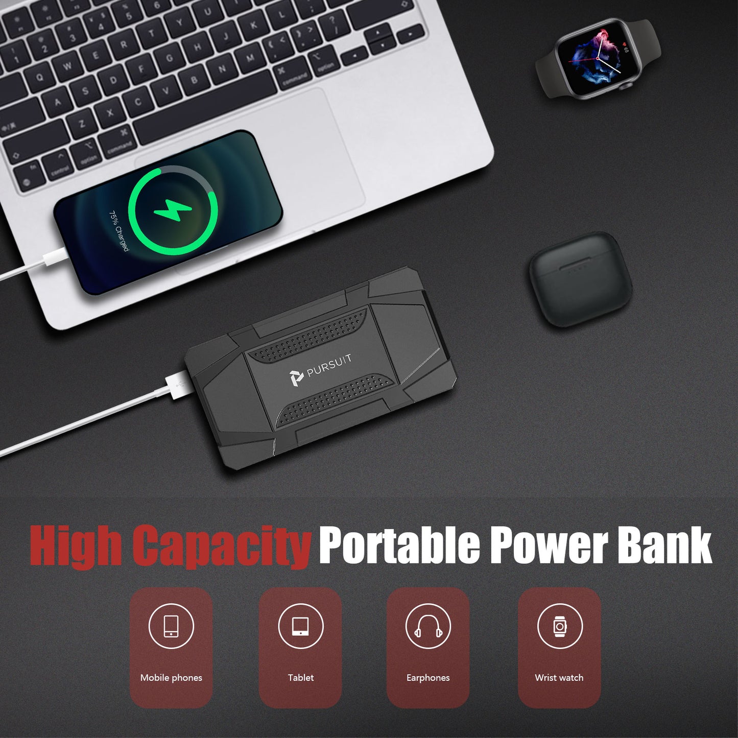 Pursuit 800A Portable UltraSafe Smart Jump Starter & Power Bank with Emergency Multi-mode Flashlight